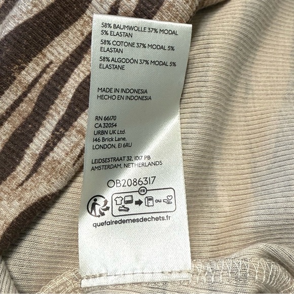 NWT Anthropologie Off The Shoulder Long Sleeve Top Brown Zebra Size M - Picture 9 of 14